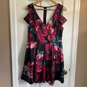 Charlotte Russe Floral Mini Dress - Black and Pink
